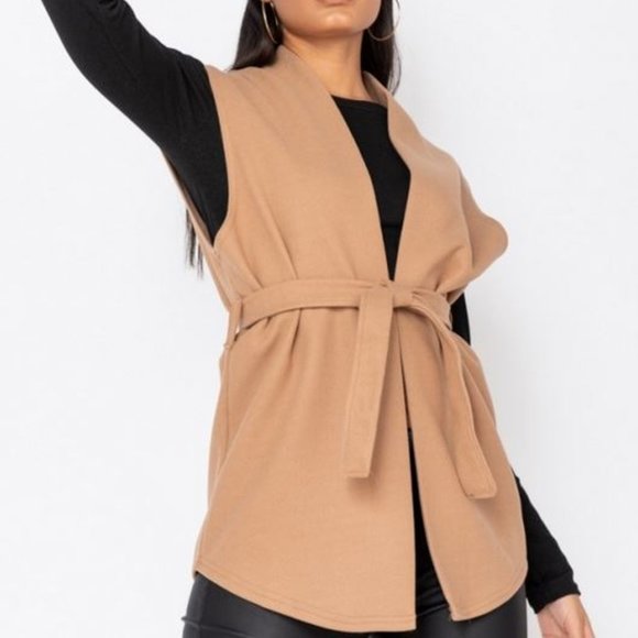 Camel Belted Vest - Picture 3 of 6